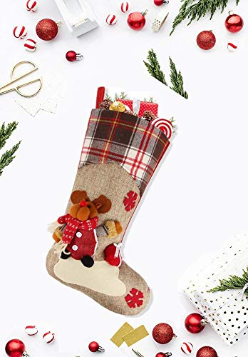 Sricam 18" Classic Christmas Stockings, Big Size Christmas Stocking Snowman with for Party Decoration And Party Accessory (1 pack-Elk)