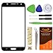 CrazyFire Black Front Outer Screen Glass Replacement Compatible with Samsung Galaxy J7 J700F,Front Glass Cover Replacement with Adhesive Tape Tools Kit+Tweezers+Roll Micro Wire