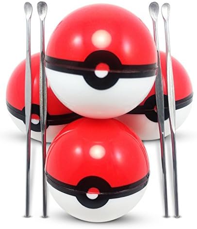 DAB Wax 4-6ml Silicone Dab Container Pokeballs Jar, Stainless Steel Wax Dabber from B2Sqrd