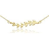 High Polish 14k Yellow Gold Olive Branch Pendant Necklace