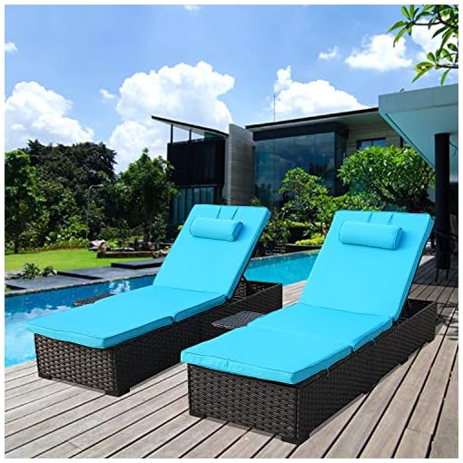 Outdoor PE Wicker Chaise Lounge for Outside 2 Piece Patio Set Black