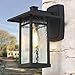 LOG BARN Exterior Light Fixtures Black Large Outdoor Wall Lantern with Water Glass for House Porch