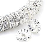 Home 100 Pcs Crystal Rondelle Spacer Bead Silver Plated 8mm Crystal White (001) Book