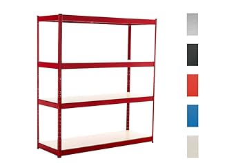 CLP Schwerlastregal aus Metall I Belastbares Lagerregal mit 4 Ablagen I