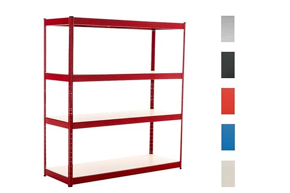 CLP Schwerlastregal aus Metall I Belastbares Lagerregal mit 4 Ablagen I