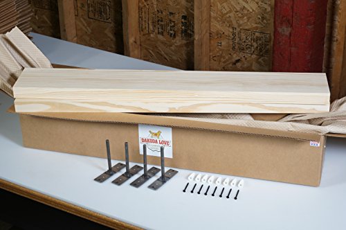 DAKODA LOVE 36" x 5.25" Clean Edge Solid Wood Floating Shelves | Premium Handmade Quality | Easy Hidden Bracket Wall Mount | Modern Rustic Pine | Set of 2 (Unfinished)
