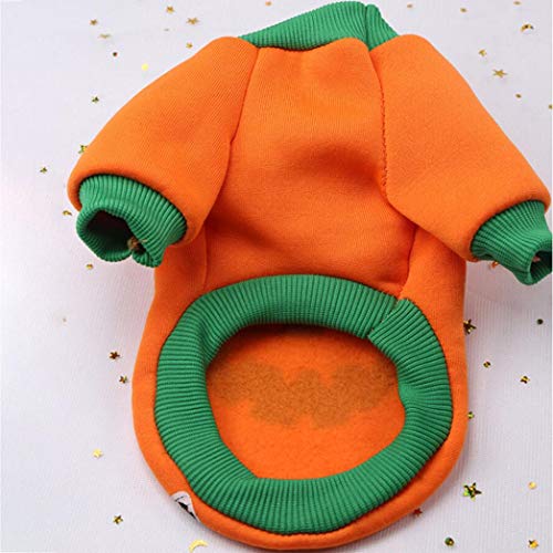 YJYdada Pet Fleece, Halloween Pet Puppy Orange Pumpkin Sweatshirts Dog Clothes Costume (XS) - Thumbnail 2