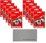 10 Pack SanDisk SD HC 8 GB Class 4 Flash Memory Card SDSDB-008G Retail - With Everything But Stromboli (tm) MicroFiber Cleaning Cloth