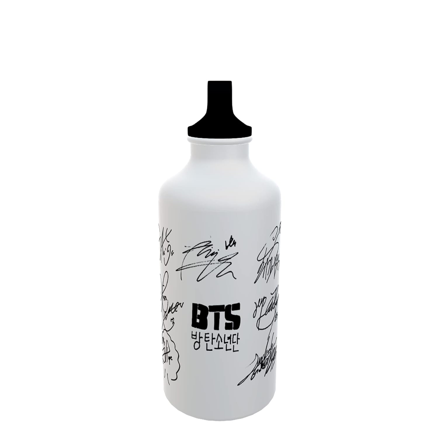 D Square BTS Bangtan Sonyeondan Printed Aluminium Sipper Water Bottle DSSBTSWT118 white 1 Piece