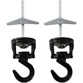 QLXHBOT Ceiling Hooks for Hanging Plants Swag Ceiling Hooks Swivel Hook with Screw Bolt, Zinc Plated Screw Spring Toggle Wings for Ceiling Installation Cavity Wall Fixing (2 Sets Black)