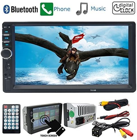 CACA Car Stereo Receiver with 7 Inch Digital Touch Screen,Double Din Bluetooth in-Dash,FM/USB/SD,Wireless Remote Control
