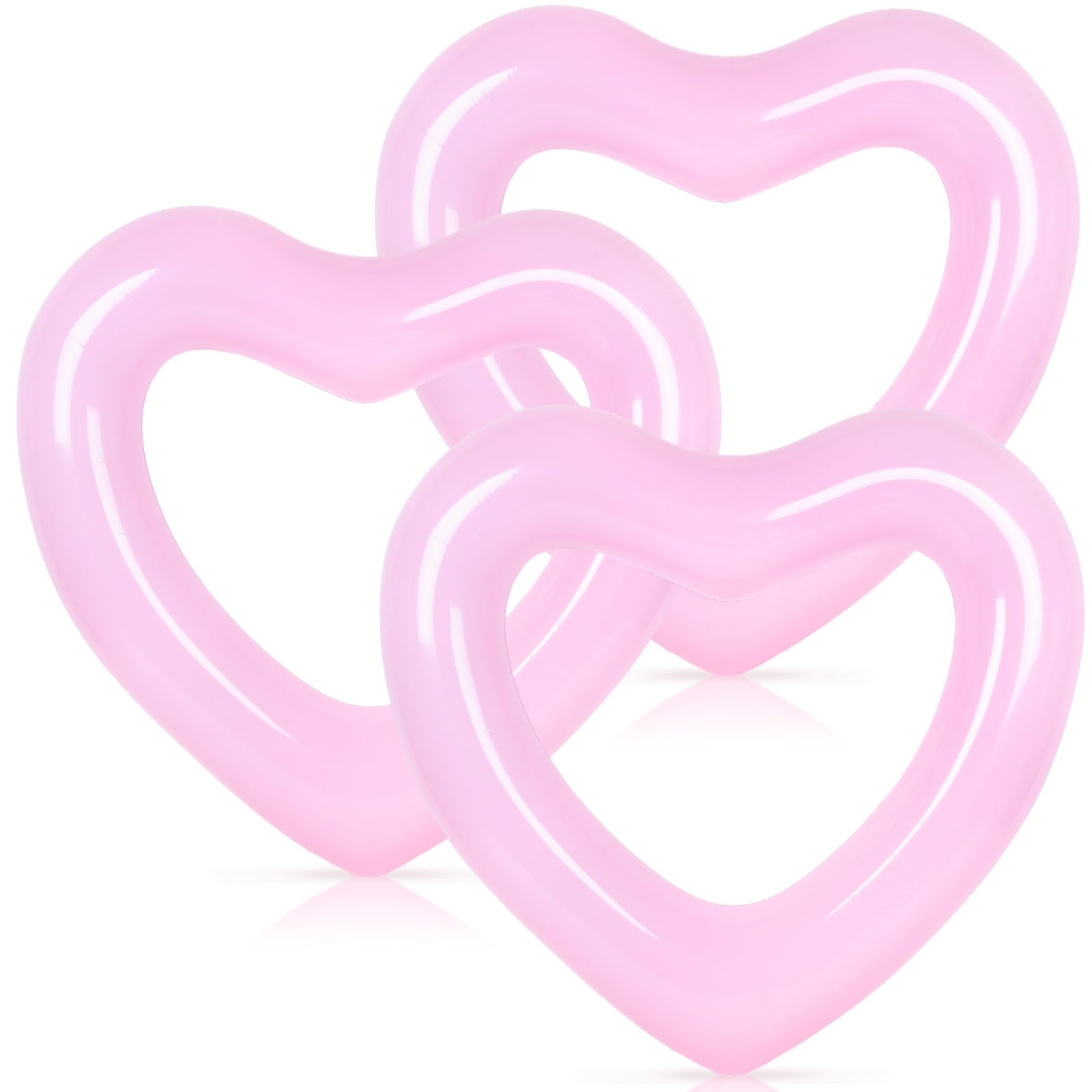 Photo 1 of Whaline 3Pcs Inflatable Heart Pool Float Pink Swim Heart Shaped Pool Rings Float Loungers Tube for Summer Pool Beach Bachelorette Party, 47.3 x 39.4 Inch