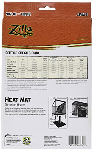Zilla Reptile Terrarium Heat Mats, Small, 8 Watt
