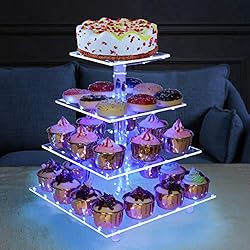 weddingwish Cupcake Stand, 4-Tier Square Acrylic