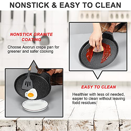 Aoorun Nonstick Crepe Pan Induction Stove, 10 Inch Dosa Tawa Omelette