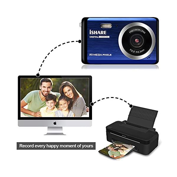 Kompakte Digitalkamera, wiederaufladbar, 20 MP, Kinderkamera mit 7,1 cm (2,8 Zoll) LCD-Display, 8-facher Digitalzoom für… – Bild 5