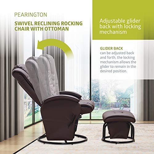 Pearington Swivel Reclining Rocking Chair with Ottoman, Brown Pricepulse