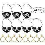 Unomor Pirate Eye Patches with Earring for Halloween Party and Costume, 24 Sets in one