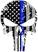 Tattered Reflective 5x4 Inch Subdued Us Flag Punisher Skull Decal with Thin Blue Line (EMPIRE TACTICAL USA Brand)