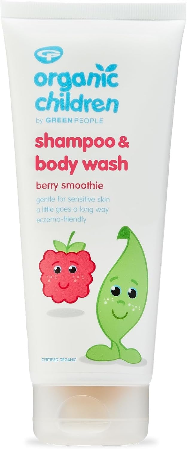 Green People Organic Children Shampoo & Body Wash - For Kids - Berry Smoothie Scent - Vegan, Organic & Cruelty Free, 200ml