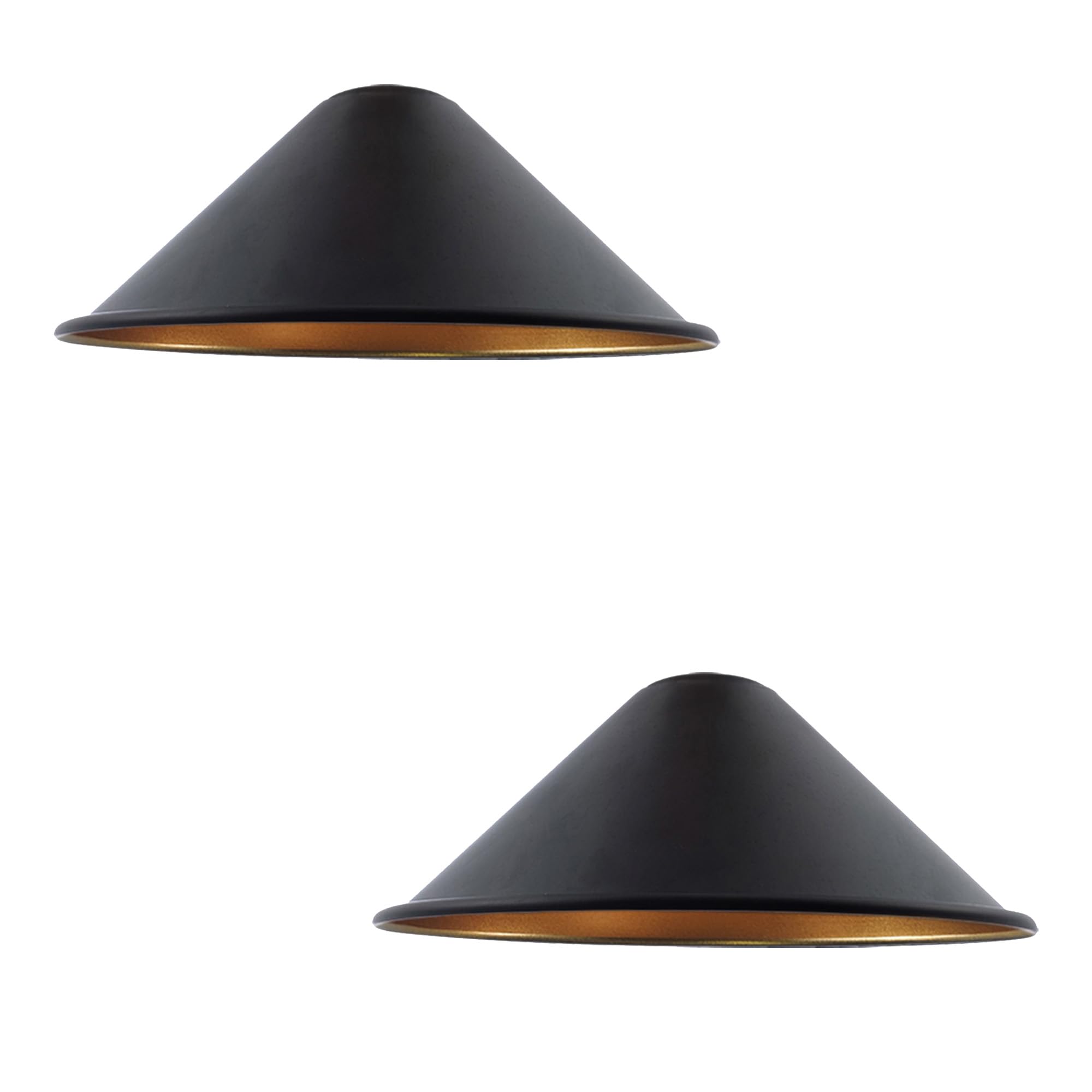 DCVOLTAGE 2 Pack Modern Ceiling Lamp Shade Black Inner Gold Metal Cone Shape Pendant Light E27 Base Hanging Light Fixture for Bedroom Hallway Office Café Restaurant