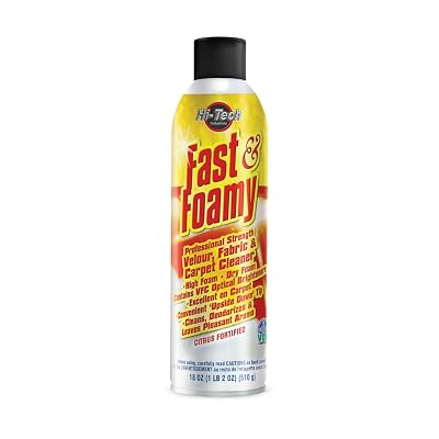 HI-TECH Fast & Foamy Professional Strength Carpet Cleaner – Upholstery & Fabric Cleaner with VFC Optical Brighteners, Quick-Drying, Fresh Scent – 18 oz. Aerosol Can