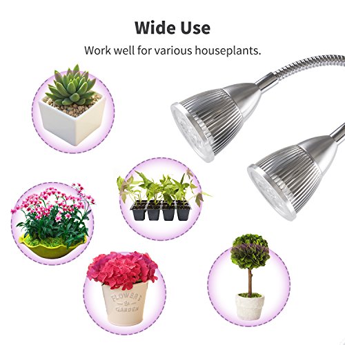 [UPGRADED 2018] Plant Grow Light, 10W Dual Head 360° Flexible Indoor LED Plant Grow Lamp with Adjustable Luminious Level for Indoor Plants, Hydroponic Gardening, Greenhouse, Office - Thumbnail 4