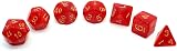 CREEBUY Red Polyhedral DND Dice Set 7 Die with Pouch for D&D MTG Acrylic view 2