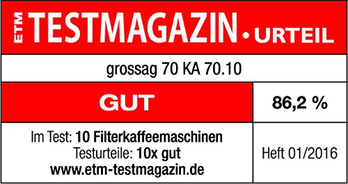 grossag Filter-Kaffeemaschine mit Glaskanne KA 70.10 | 1,4 Liter für 10 Tassen Kaffee | 900 Watt und 240 Volt | Schwarz… – Bild 7