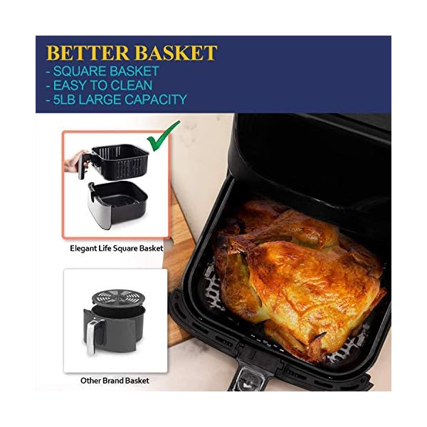 Air-Fryer-Elegant-Life-XXL-Electric-Hot-Air-Fryer-Oven-with-8-Presets-LED-Touch-Panel-5L-Non-Stick-Air-Frying-Basket-1-60-Mins-Timer-80-200-Temperature-Control-1700W-Black Air Fryer, Elegant Life XXL Electric Hot Air Fryer Oven with 8 Presets LED Touch Panel & 5L Non-Stick Air Frying Basket, 1-60 Mins Timer & 80-200℃ Temperature Control, 1700W, Black