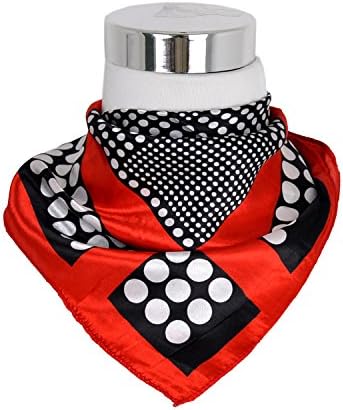 Elegant Womens Polka-dot Formal Silk Like Small Square Scarf Neckwear Red