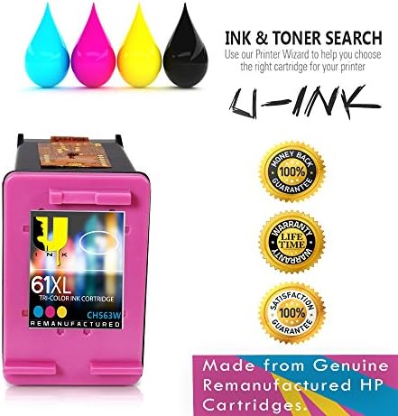UInk Brand HP 61XL Ink Cartridge, Tri-color High Yield (CH564WN) for HP Deskjet 1000 1010 1012 1050 1051 1055 1056 1510 1512 1514 1051 2050 2510 2512 2514 2540 2541 2542 2543 2544 2546 2547 3000 3050