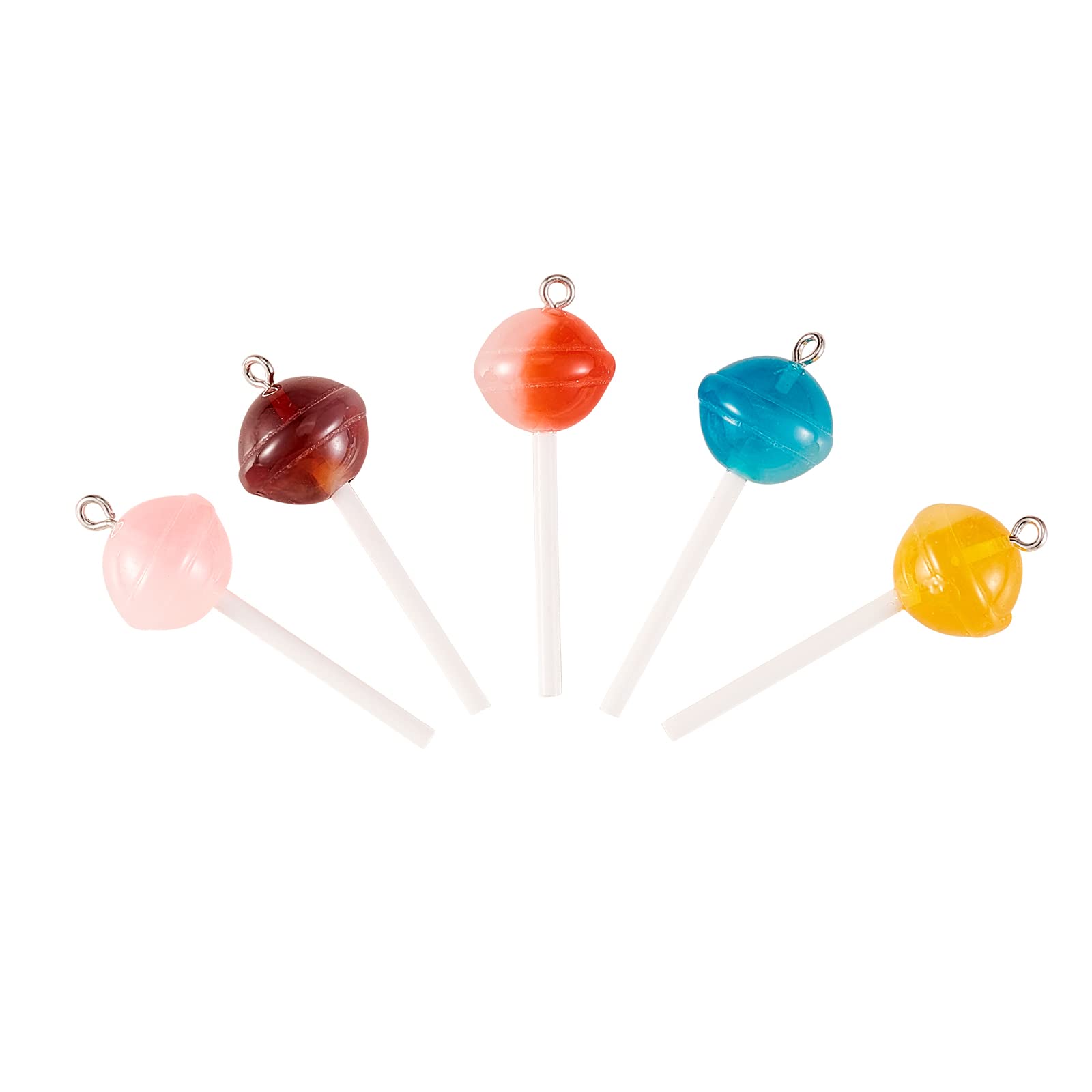 LiQunSweet 30 Pcs 5 Colors Resin Candy Ball Lollipop Charms Dangle ...