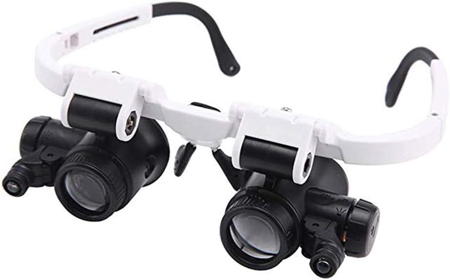 Lighted Headset Magnifying Glasses, 8X, 23X with 2Led