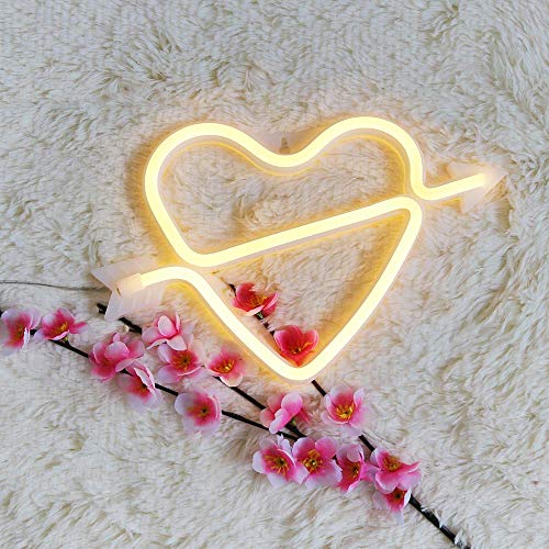 XIYUNTE Cupid Bow Neon Light Sign Led Wall Light Battery or USB Operated White Neon Signs Cupids Bow Light up for Kids Room,Party,Bar,Valentine's Day,Wedding,Christmas
