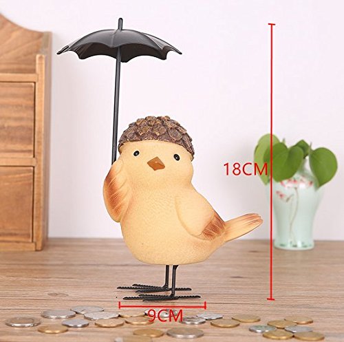 URToys 2Pcs/Set Cute Resin Chicken In Umbrella Coin Bank Currency Save Money Pot Animal Money Box Creative Piggy Bank Christmas Children Gift Home Furnishing Ornament Figurines Decoration - Thumbnail 4