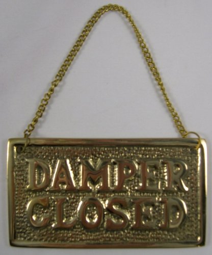 Hanging Solid Brass Fireplace Damper Open Closed Sign