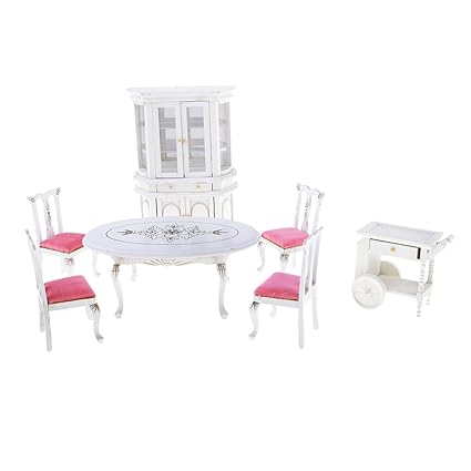 Buy Whitleys 1 12 Scale Wood Dining Table Chair Display Cabinet