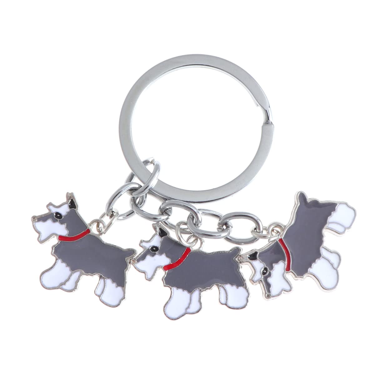 LIOOBO Car Keychain Metal Car Keyring Decorations, Three Dogs Key-ring Keychain Metal Keyring, Cute Puppy ID Tags Dog Crystal Dog Decorative Pendant