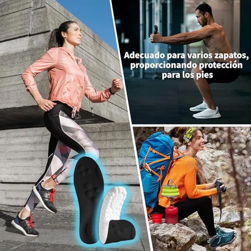 2 Pares Plantillas para Fascitis Plantar, Plantilla Ortopédicas para Mujer y Hombre, Plantilla para Zapatos con Apoyo de Arco, Plantilla Memory Foam Antifatiga, Aliviar el Dolor de Pies (Negro 23-25)