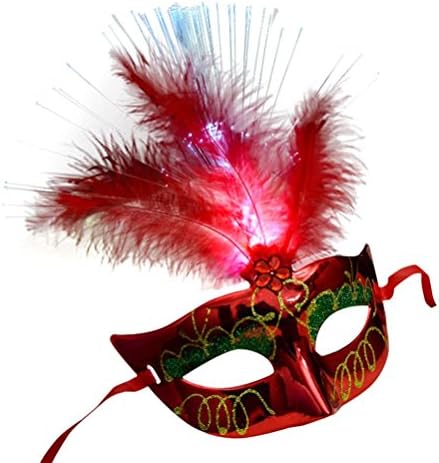 Flingdress Women Fiber Mask Masquerade Fancy Dress Party Princess Feather Masks (Red)
