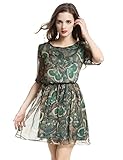 DanMunier Women's Chiffon Floral Printed Elbow sleeve Party Dress (M)