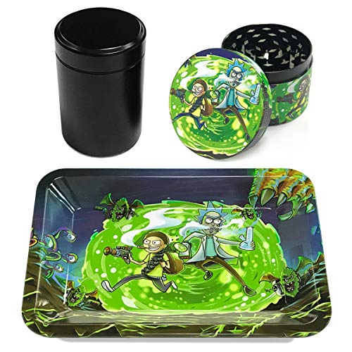 Metal Rolling Tray Combo Kit with Aluminum Herb Grinder,Smell Proof Jar