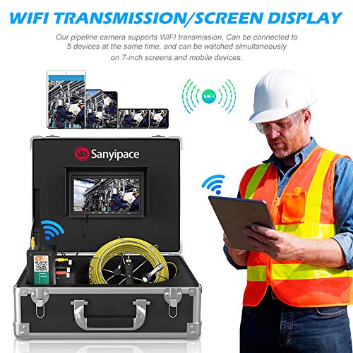 Wifi Endoskopkamera für Android/ios, Profi Drahtloses Kanalkamera 30m mit DVR-Funktion und 7" Farb-LCD-Bildschirm Industrielle Rohrkamera IP68 Wasserdicht für Klempner Ingenieur Rohr-Inspektionskamera – Bild 3