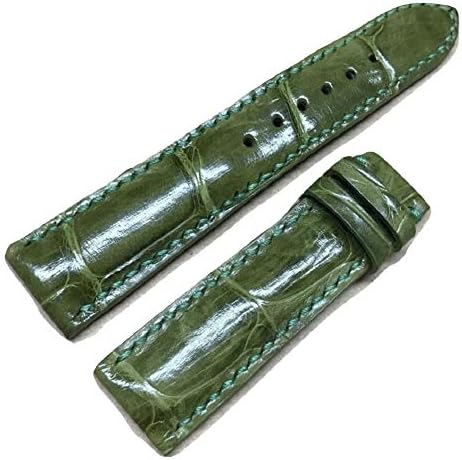 21mm/18mm Genuine Real Moss Green Crocodile Alligator Leather Watch Strap Band