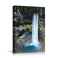 Canvas Wall Art Lake Waterfall Landscape Multicolor Photography Relax/Calm Traditional Waterfall - 12x18 inches