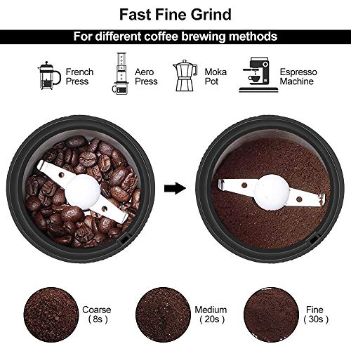 KYG Kaffeemühle Mini Kaffeebohnen Elektrisch Füllmenge 30g Kaffeemühle mit Edelstahl Schlagmesser für,Nüsse,Gewürze… – Bild 5