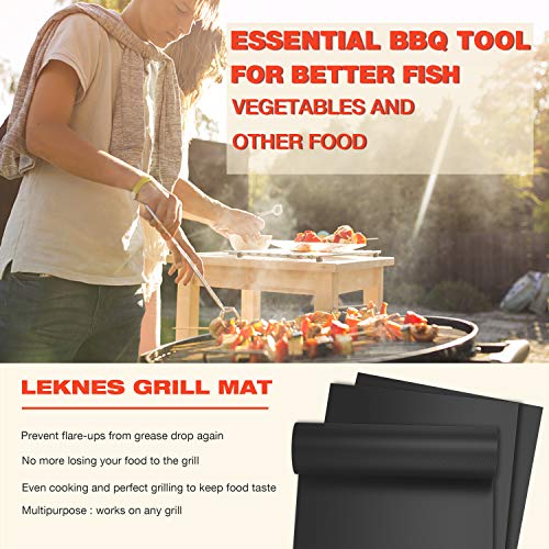 Grill Mat Set of 3, 23.6" x 15.7", Non-Stick BBQ Grill Mats Baking Mats & Oven Liner- FDA-Approved, PFOA Free, Reusable and Easy to Clean - Works on Gas, Charcoal, Electric Grill and More - Thumbnail 2