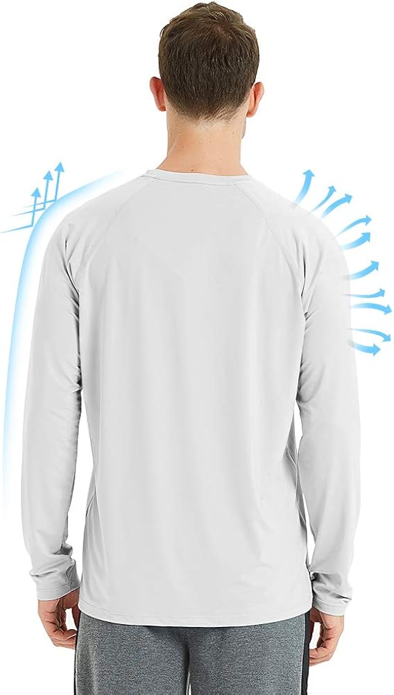 Sun Shirts for Men Long Sleeve UV Protection Fishing Shirts T-Shirt Outdoor Hiking UPF 50+ Neck Masks: Clothing