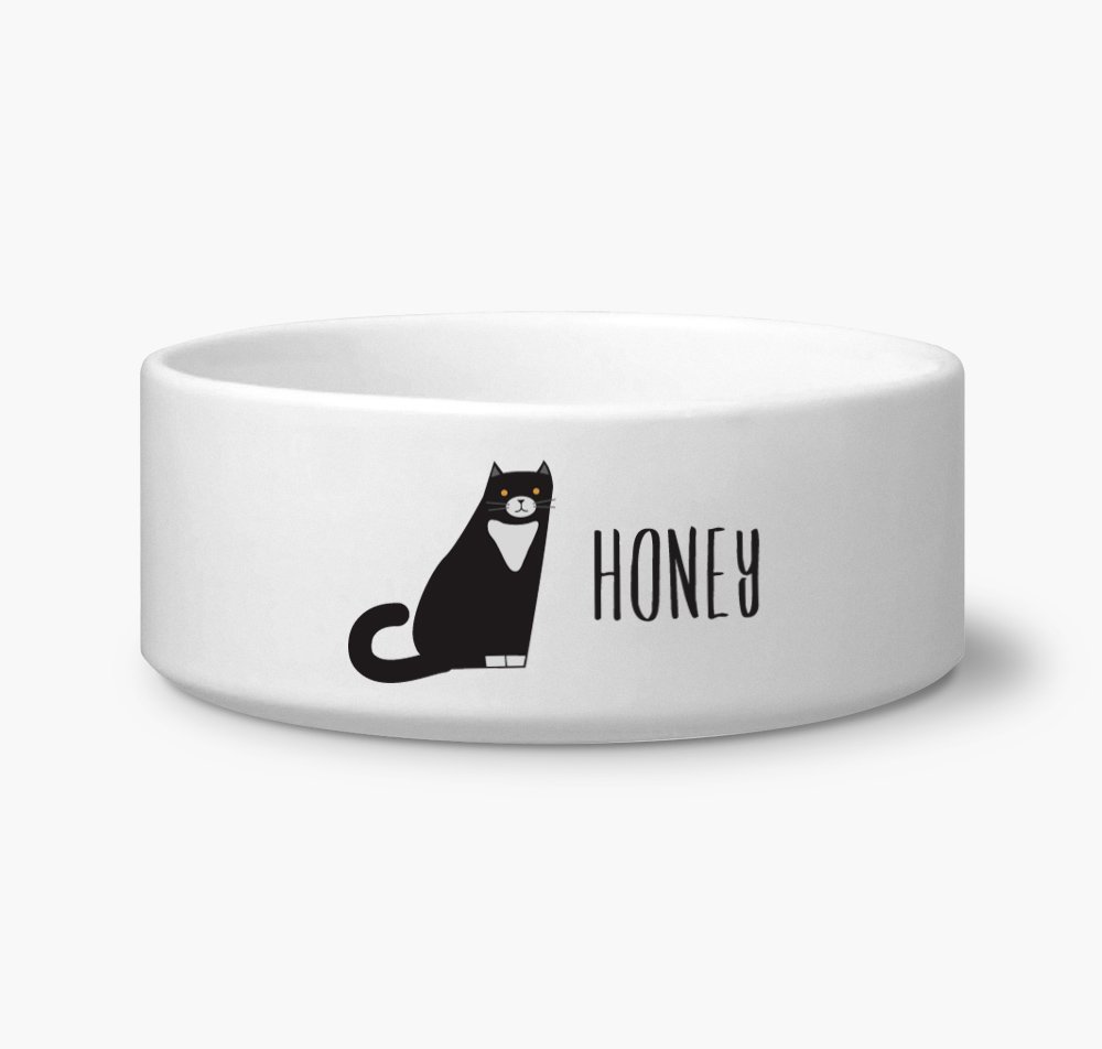 Amazon Com Black Tuxedo Custom Name Cat Bowl Ceramic Dish